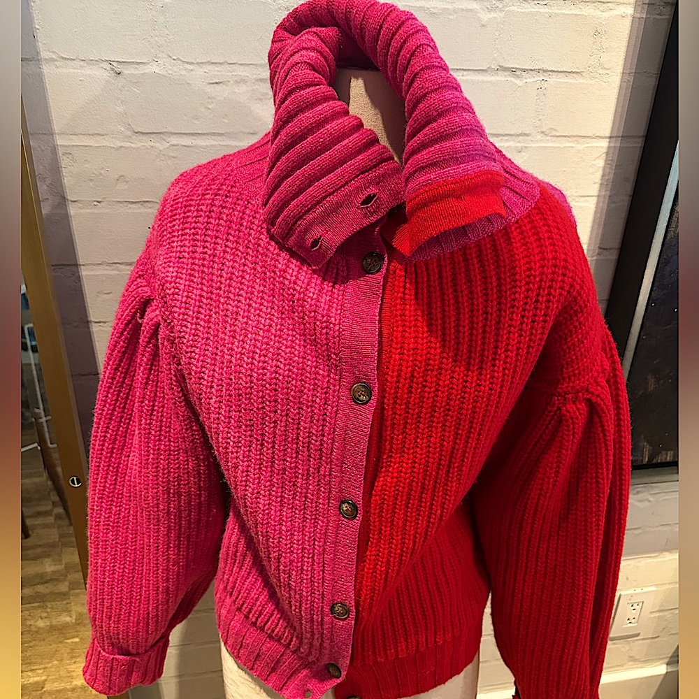 Something Navy Red and Pink Cardigan